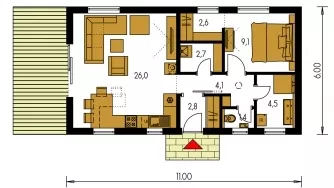 Pôdorys prízemia - BUNGALOW 220