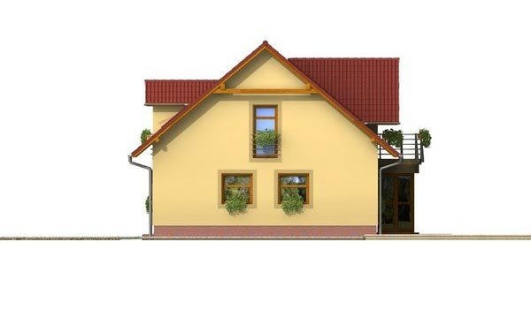 Pohľad 2. - Zaujímavý rodinný dom s apsidou a čelným vstupom.